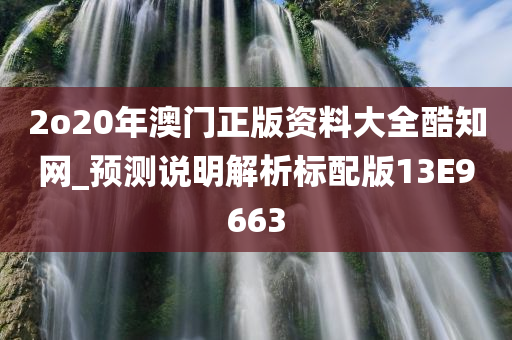 2o20年澳门正版资料大全酷知网_预测说明解析标配版13E9663