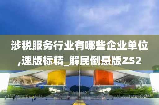 涉税服务行业有哪些企业单位,速版标精_解民倒悬版ZS2