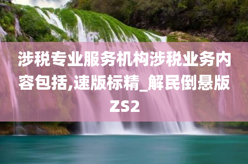 涉税专业服务机构涉税业务内容包括,速版标精_解民倒悬版ZS2