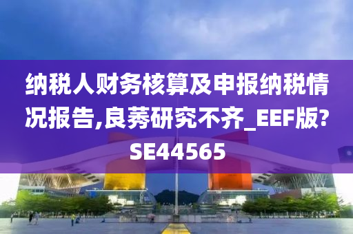 纳税人财务核算及申报纳税情况报告,良莠研究不齐_EEF版?SE44565