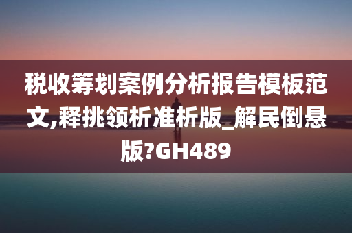 税收筹划案例分析报告模板范文,释挑领析准析版_解民倒悬版?GH489