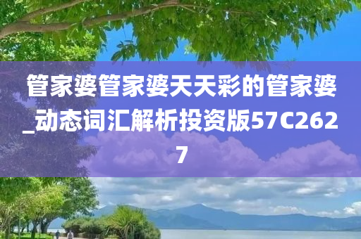 管家婆管家婆天天彩的管家婆_动态词汇解析投资版57C2627