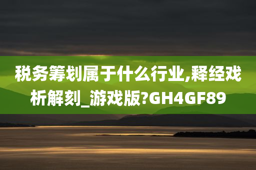 税务筹划属于什么行业,释经戏析解刻_游戏版?GH4GF89