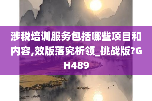 涉税培训服务包括哪些项目和内容,效版落究析领_挑战版?GH489