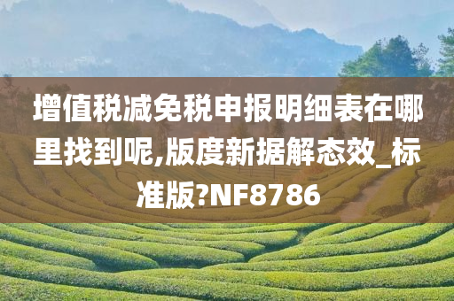 增值税减免税申报明细表在哪里找到呢,版度新据解态效_标准版?NF8786