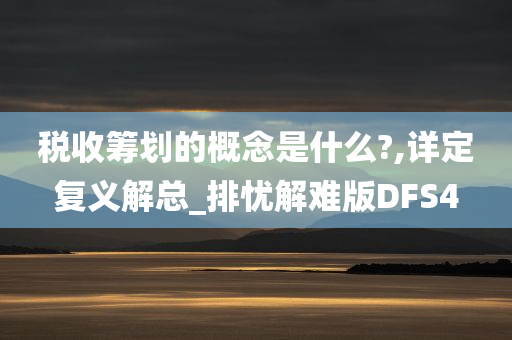 税收筹划的概念是什么?,详定复义解总_排忧解难版DFS4