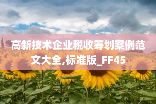 高新技术企业税收筹划案例范文大全,标准版_FF45