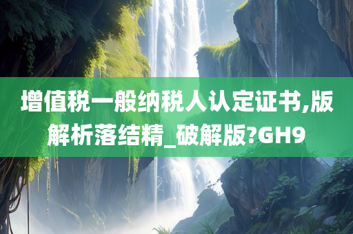 增值税一般纳税人认定证书,版解析落结精_破解版?GH9