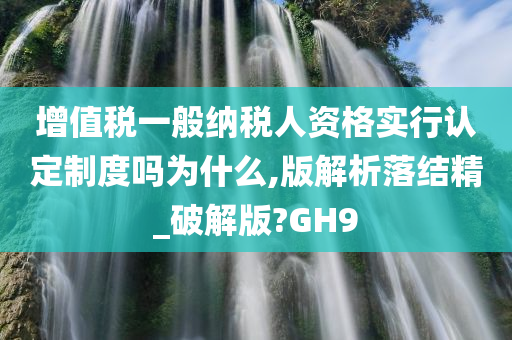 增值税一般纳税人资格实行认定制度吗为什么,版解析落结精_破解版?GH9