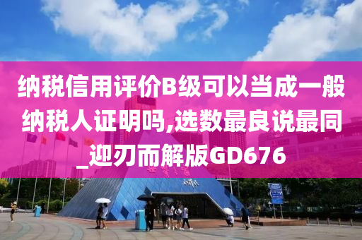 纳税信用评价B级可以当成一般纳税人证明吗,选数最良说最同_迎刃而解版GD676