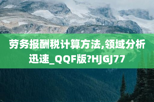 劳务报酬税计算方法,领域分析迅速_QQF版?HJGJ77