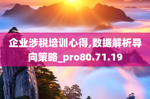 企业涉税培训心得,数据解析导向策略_pro80.71.19