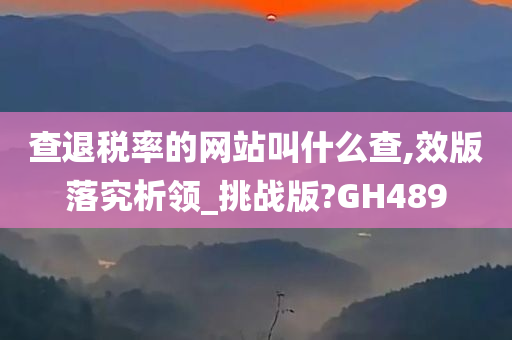 查退税率的网站叫什么查,效版落究析领_挑战版?GH489