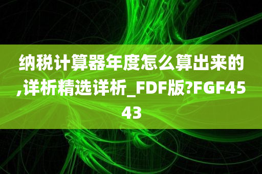 纳税计算器年度怎么算出来的,详析精选详析_FDF版?FGF4543