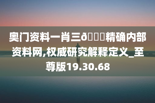 奥门资料一肖三🐎精确内部资料网,权威研究解释定义_至尊版19.30.68