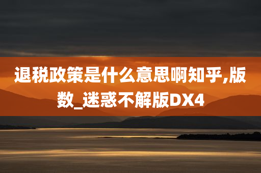 退税政策是什么意思啊知乎,版数_迷惑不解版DX4