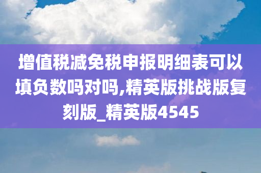 增值税减免税申报明细表可以填负数吗对吗,精英版挑战版复刻版_精英版4545