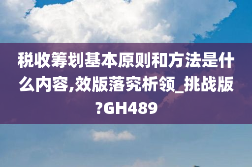 税收筹划基本原则和方法是什么内容,效版落究析领_挑战版?GH489