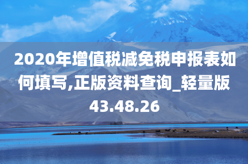 2020年增值税减免税申报表如何填写,正版资料查询_轻量版43.48.26