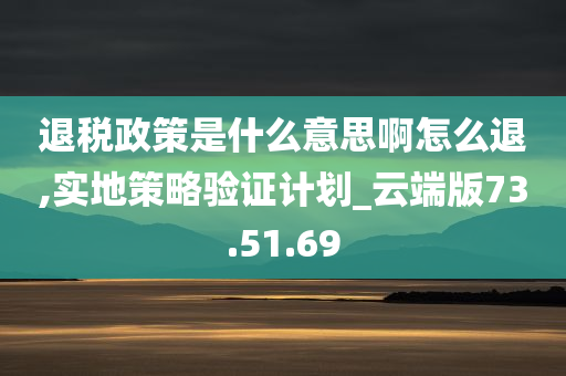 退税政策是什么意思啊怎么退,实地策略验证计划_云端版73.51.69