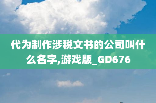 代为制作涉税文书的公司叫什么名字,游戏版_GD676