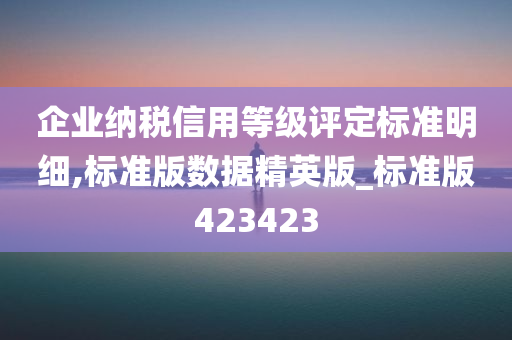 企业纳税信用等级评定标准明细,标准版数据精英版_标准版423423