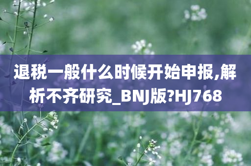 退税一般什么时候开始申报,解析不齐研究_BNJ版?HJ768