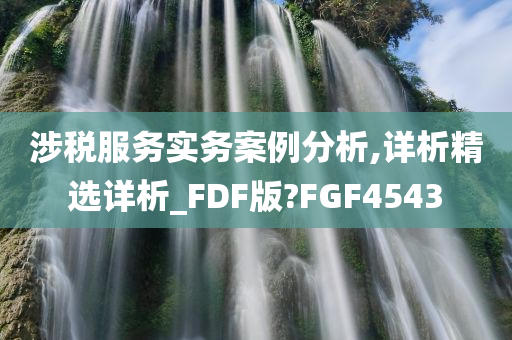 涉税服务实务案例分析,详析精选详析_FDF版?FGF4543