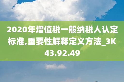 2020年增值税一般纳税人认定标准,重要性解释定义方法_3K43.92.49