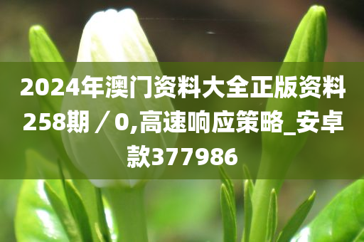 2024年澳门资料大全正版资料258期／0,高速响应策略_安卓款377986