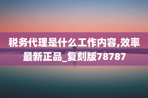 税务代理是什么工作内容,效率最新正品_复刻版78787