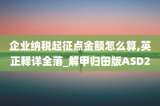 企业纳税起征点金额怎么算,英正释详全落_解甲归田版ASD2