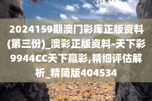 2024159期澳门彩库正版资料(第三份)_澳彩正版资料-天下彩9944CC天下赢彩,精细评估解析_精简版404534