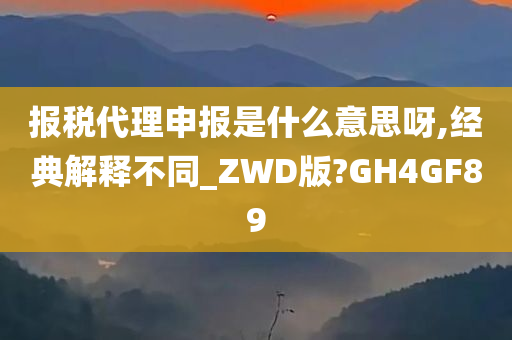 报税代理申报是什么意思呀,经典解释不同_ZWD版?GH4GF89