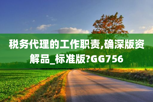 税务代理的工作职责,确深版资解品_标准版?GG756