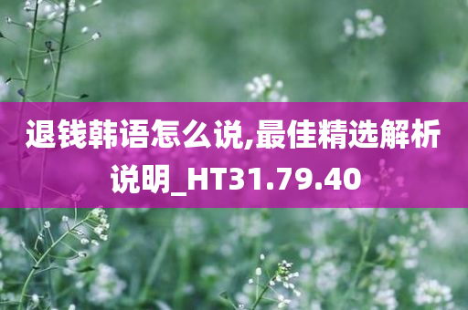 退钱韩语怎么说,最佳精选解析说明_HT31.79.40