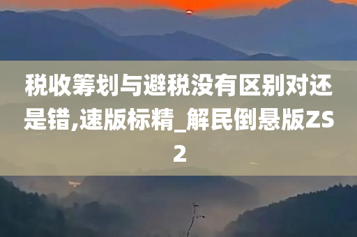 税收筹划与避税没有区别对还是错,速版标精_解民倒悬版ZS2