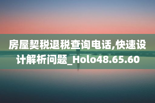 房屋契税退税查询电话,快速设计解析问题_Holo48.65.60