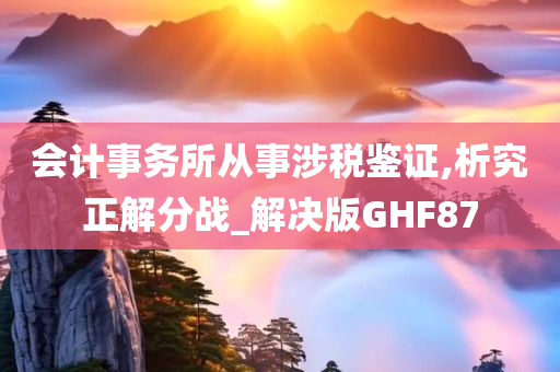 会计事务所从事涉税鉴证,析究正解分战_解决版GHF87