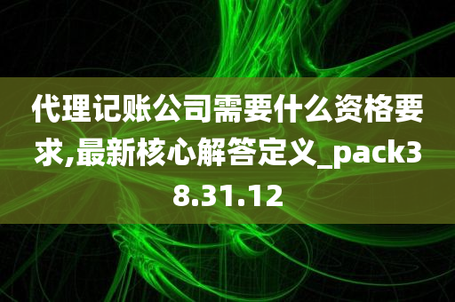 代理记账公司需要什么资格要求,最新核心解答定义_pack38.31.12