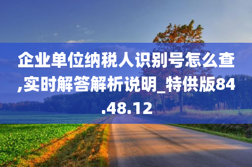 企业单位纳税人识别号怎么查,实时解答解析说明_特供版84.48.12