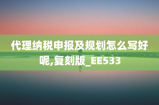 代理纳税申报及规划怎么写好呢,复刻版_EE533