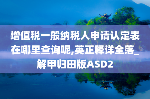 增值税一般纳税人申请认定表在哪里查询呢,英正释详全落_解甲归田版ASD2