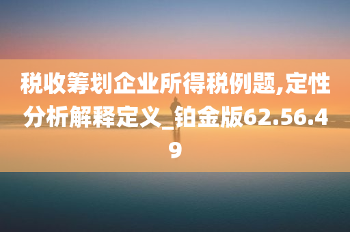 税收筹划企业所得税例题,定性分析解释定义_铂金版62.56.49