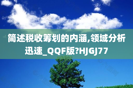 简述税收筹划的内涵,领域分析迅速_QQF版?HJGJ77