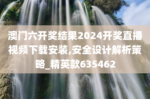 澳门六开奖结果2024开奖直播视频下载安装,安全设计解析策略_精英款635462