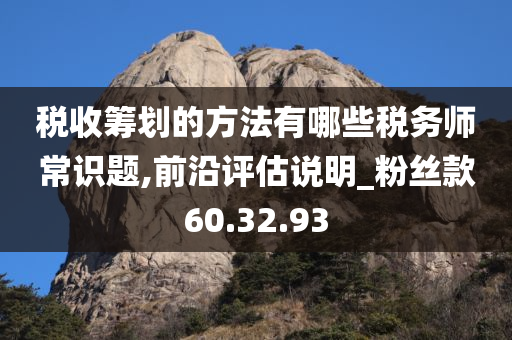 税收筹划的方法有哪些税务师常识题,前沿评估说明_粉丝款60.32.93