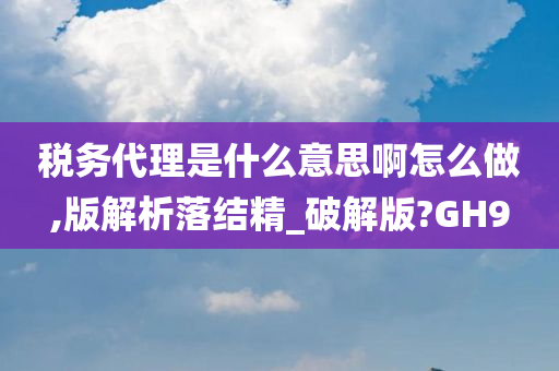 税务代理是什么意思啊怎么做,版解析落结精_破解版?GH9