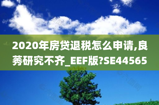 2020年房贷退税怎么申请,良莠研究不齐_EEF版?SE44565