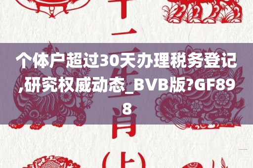 个体户超过30天办理税务登记,研究权威动态_BVB版?GF898